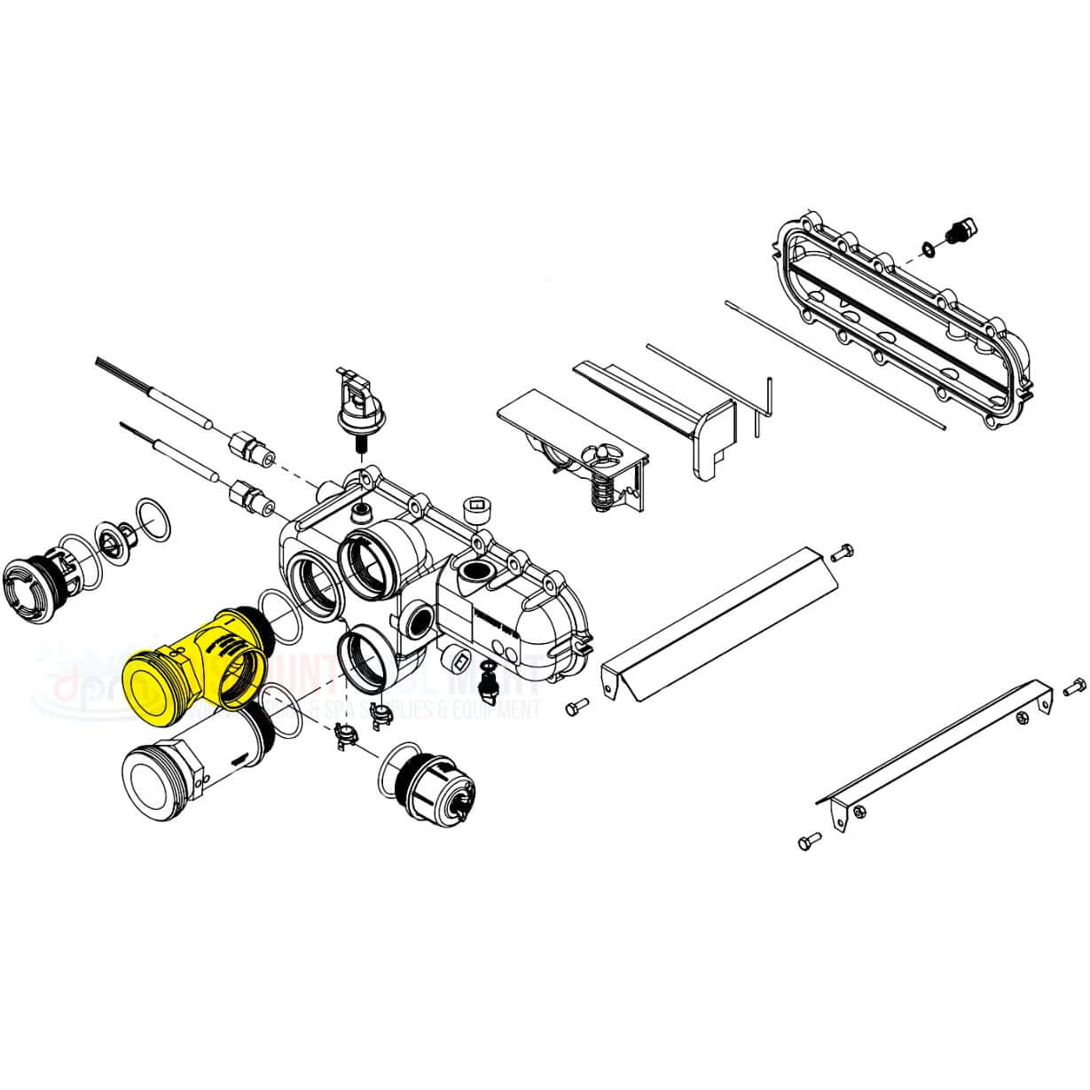 Raypak Inlet Header Adapter Kit 019060F assembly diagram for Avia Gas Heater 264 and 404 - Discount Pool Mart DPM