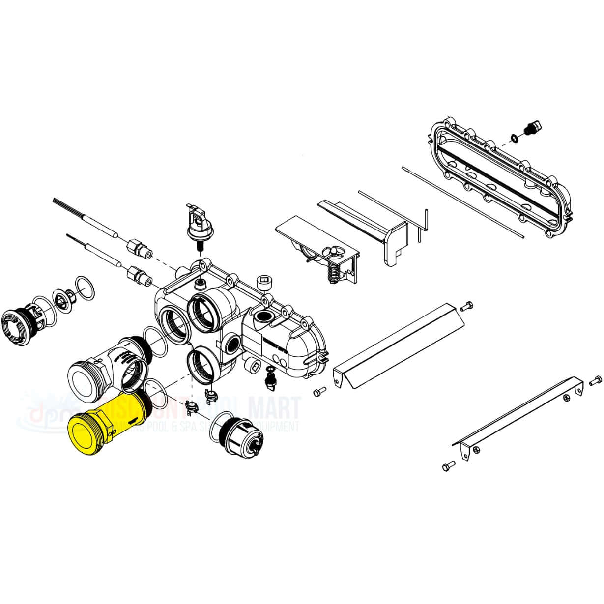 Raypak Outlet Header Adapter Kit 019061F parts illustration for Avia Gas Heater 264 and 404 | Discount Pool Mart DPM