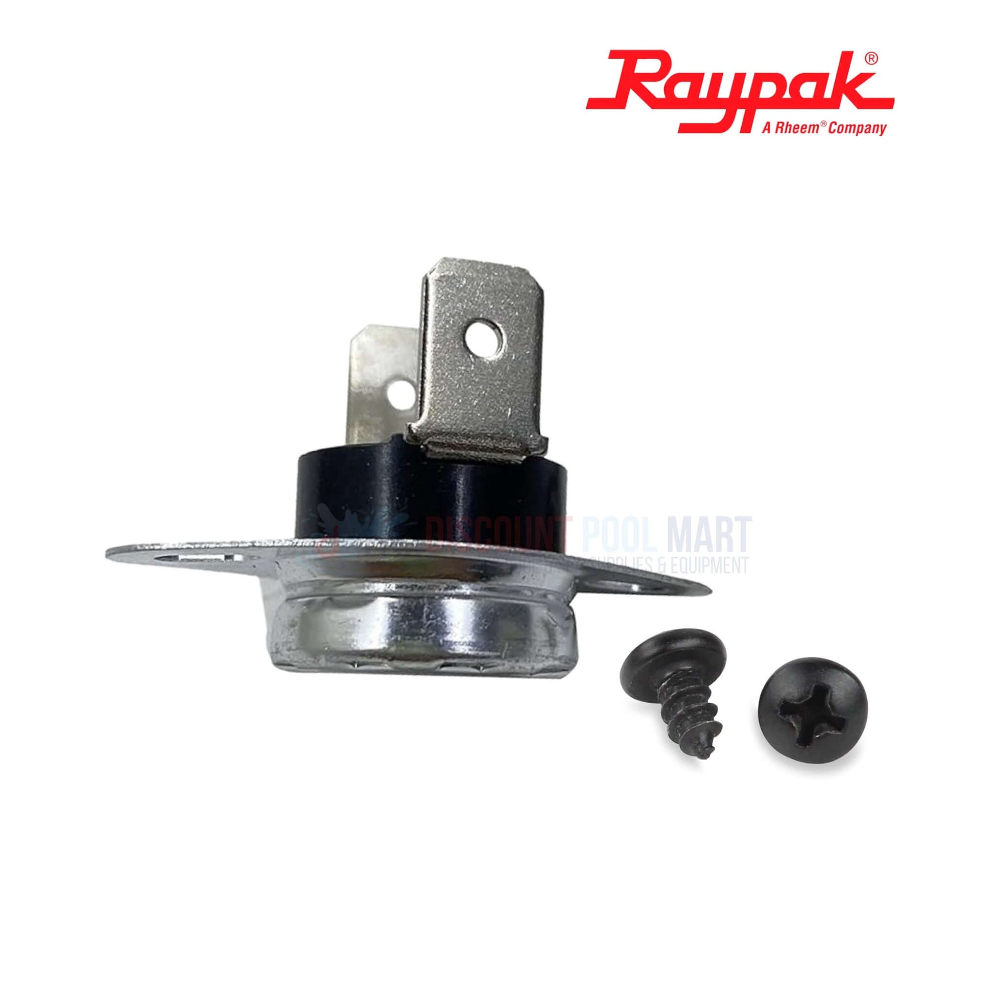Raypak Auto Reset Thermostat 006725F part with screw from Discount Pool Mart, designed for heating system safety.