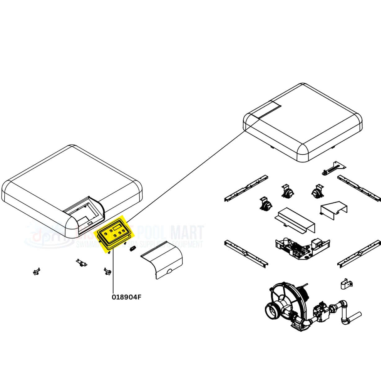 Raypak Bezel Kit 018904F assembly diagram for AVIA 264 and 404 heaters from Discount Pool Mart DPM.