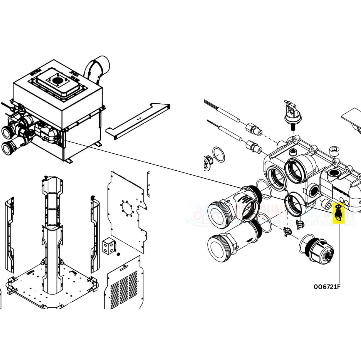 Raypak 006721F Capron Drain Plug diagram for AVIA Low Nox Heaters at Discount Pool Mart DPM.