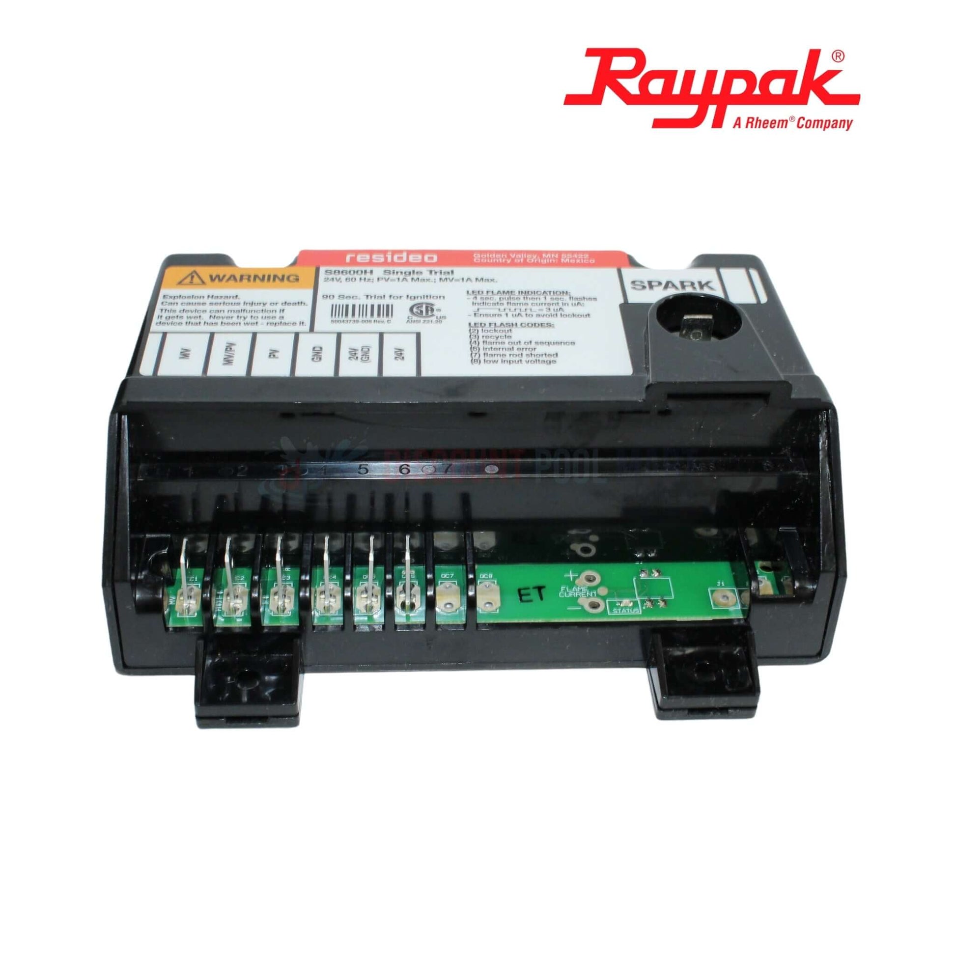 Raypak Electronic Ignition Control with LockOut 004818B at Discount Pool Mart DPM, reliable ignition system safety.