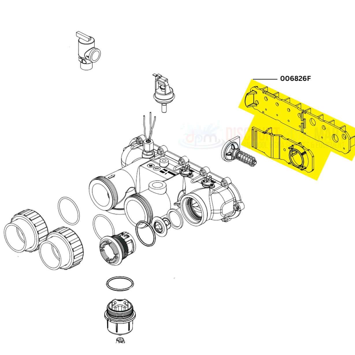 Raypak Header Baffle 006826F kit diagram from Discount Pool Mart DPM, showing parts for Low NOx heaters.