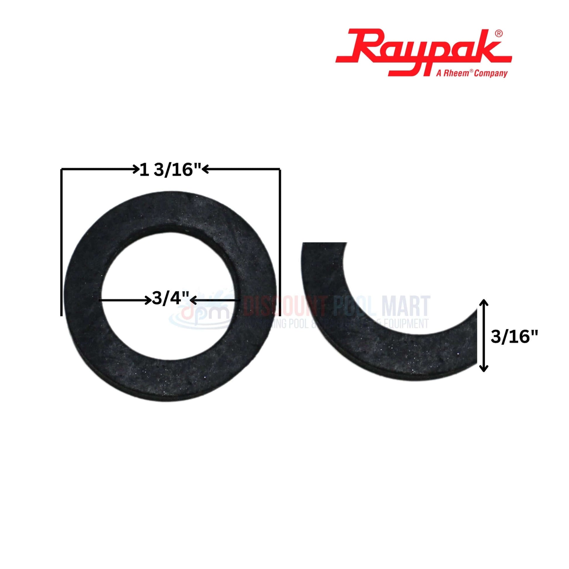 Raypak Header Gasket for Heaters 3/4 inch, 9 Pack, OEM 800014B from Discount Pool Mart DPM.