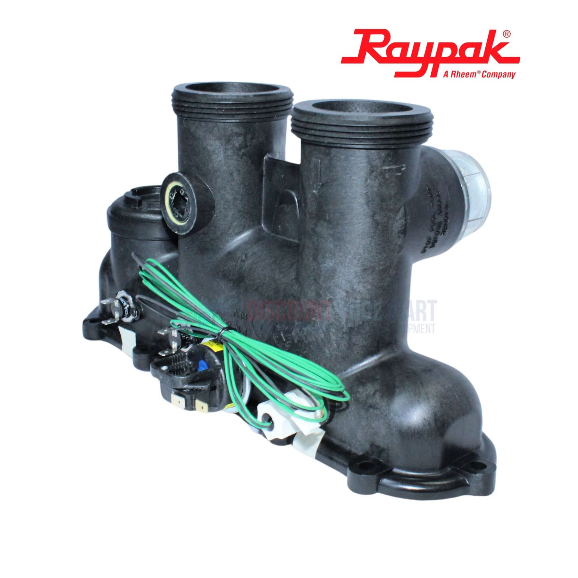 Raypak Protek Shield Inlet Outlet Header Assembly 017959F for heating systems at Discount Pool Mart DPM.
