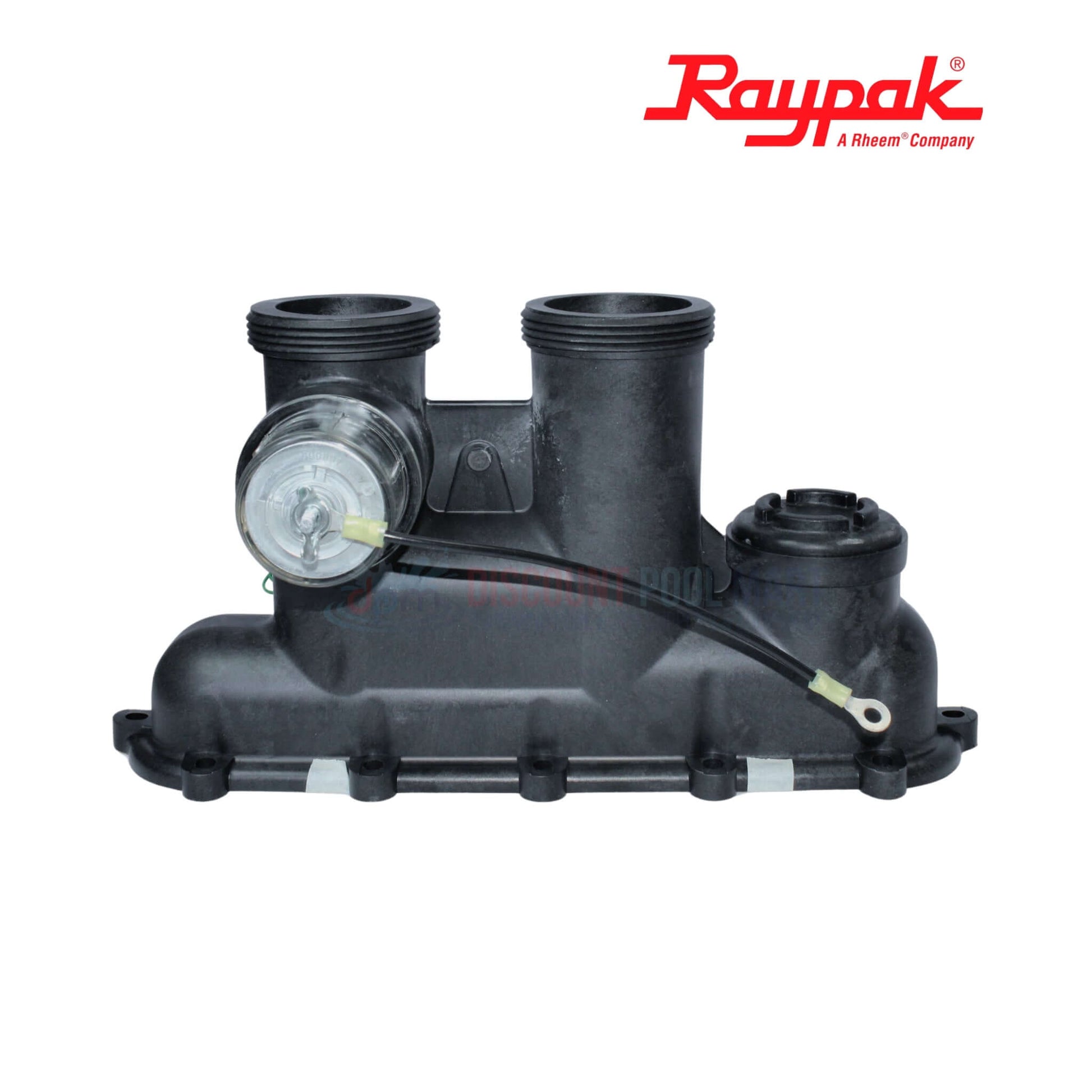 Raypak Protek Shield Inlet Outlet Header Assembly 017959F from Discount Pool Mart DPM for efficient heater performance.
