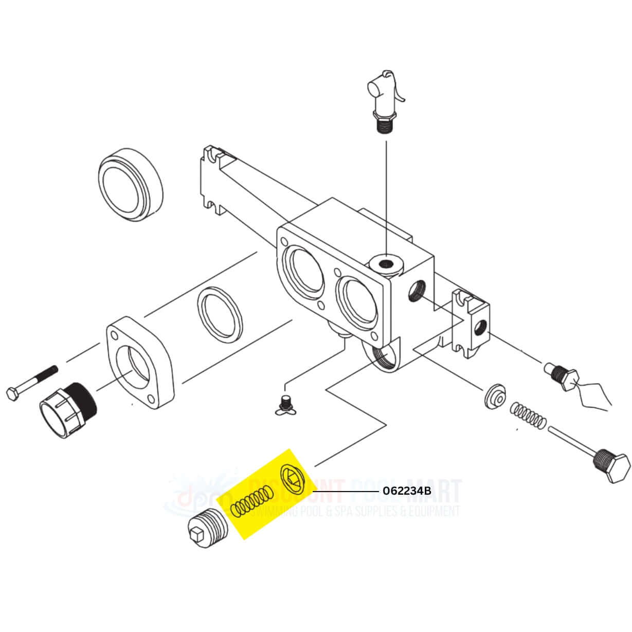 Raypak Unitherm Governor Kit 062234B parts diagram highlighting components at Discount Pool Mart DPM.