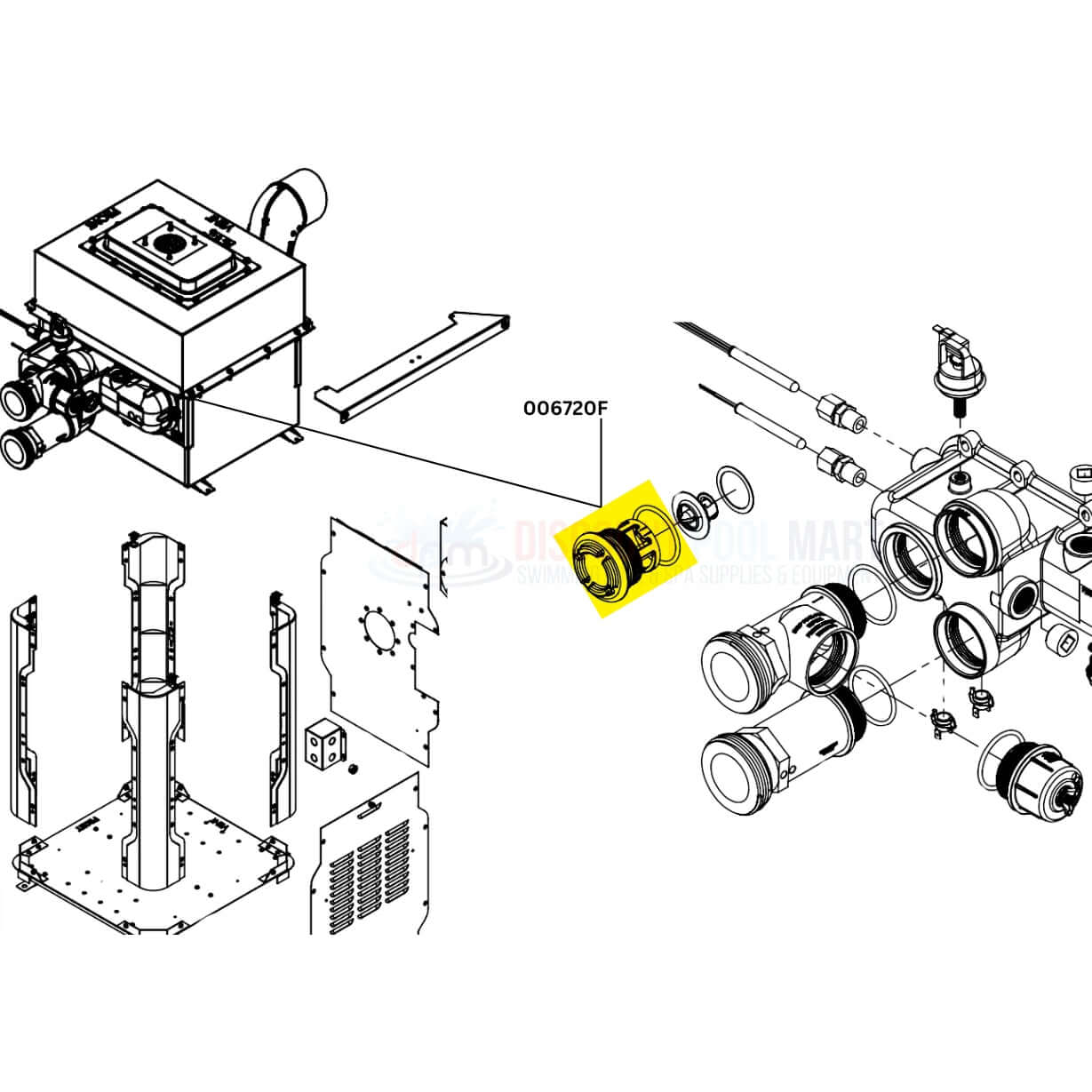 Raypak Unitherm Governor Plug 006720F diagram, essential for heater performance at Discount Pool Mart DPM.