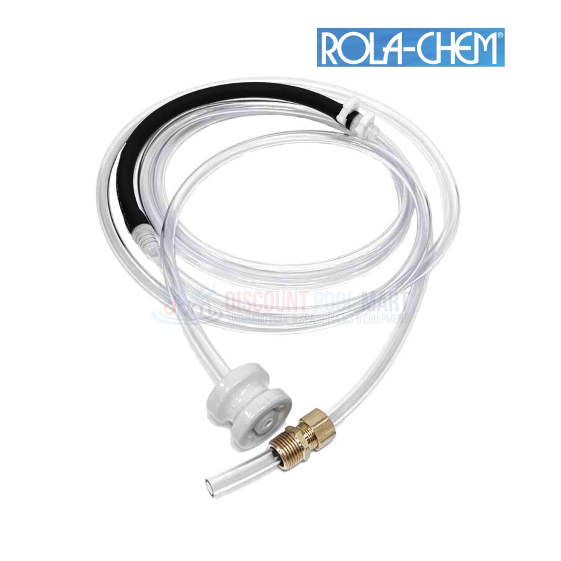 Rola-Chem hose assembly for peristaltic pumps at Discount Pool Mart DPM, featuring durable vinyl and fittings.
