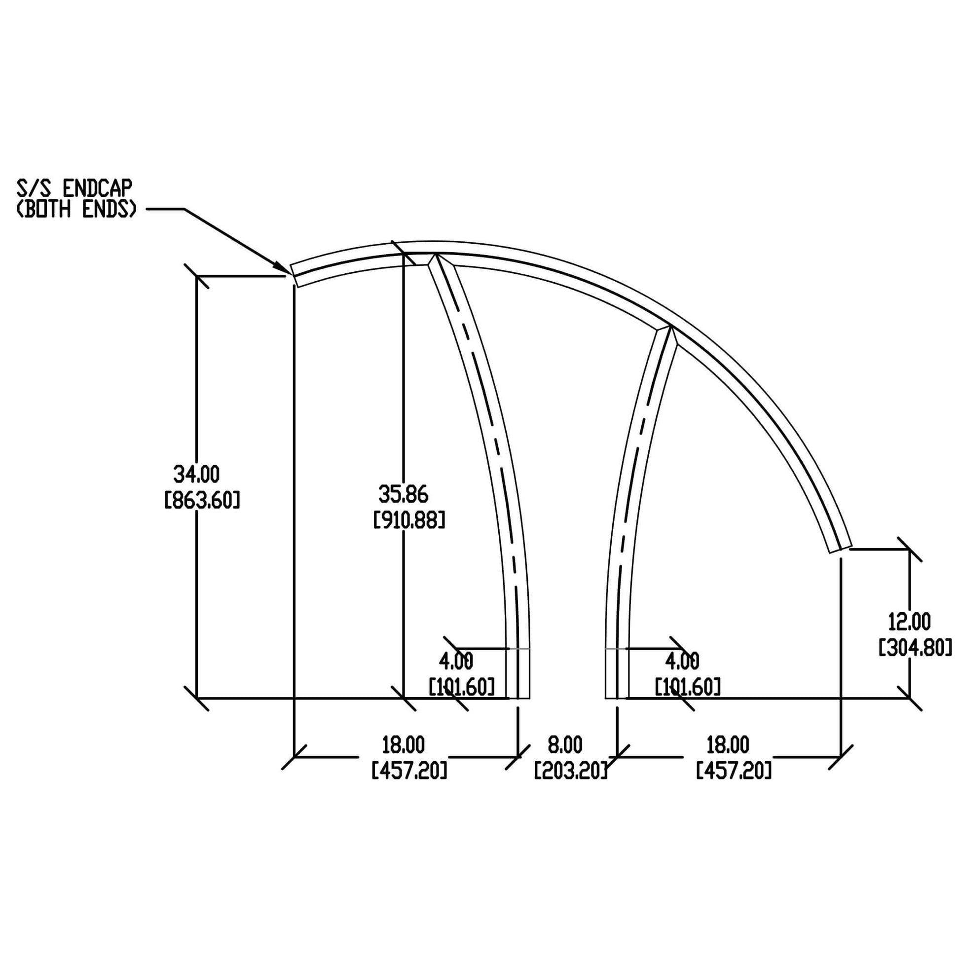 S.R.Smith Artisan Series handrail dimensions diagram with detailed measurements for installation | SKU ART-1001S