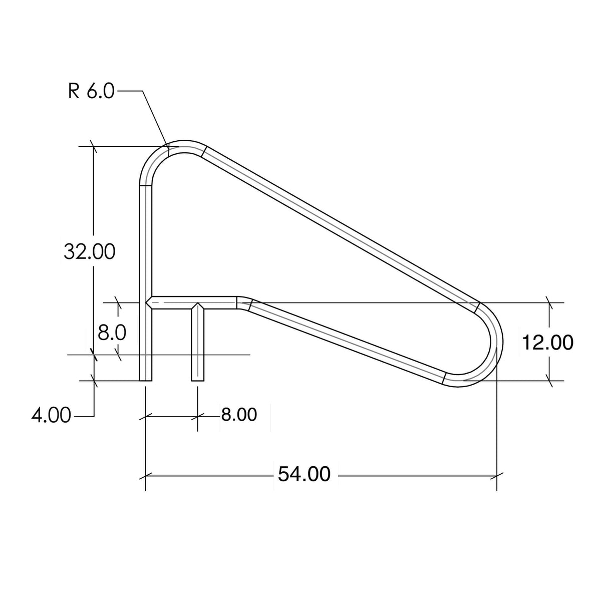 Pool Deck Types S.R. Smith Stainless Steel 3-Bend Deck Mounted Handrail | 54