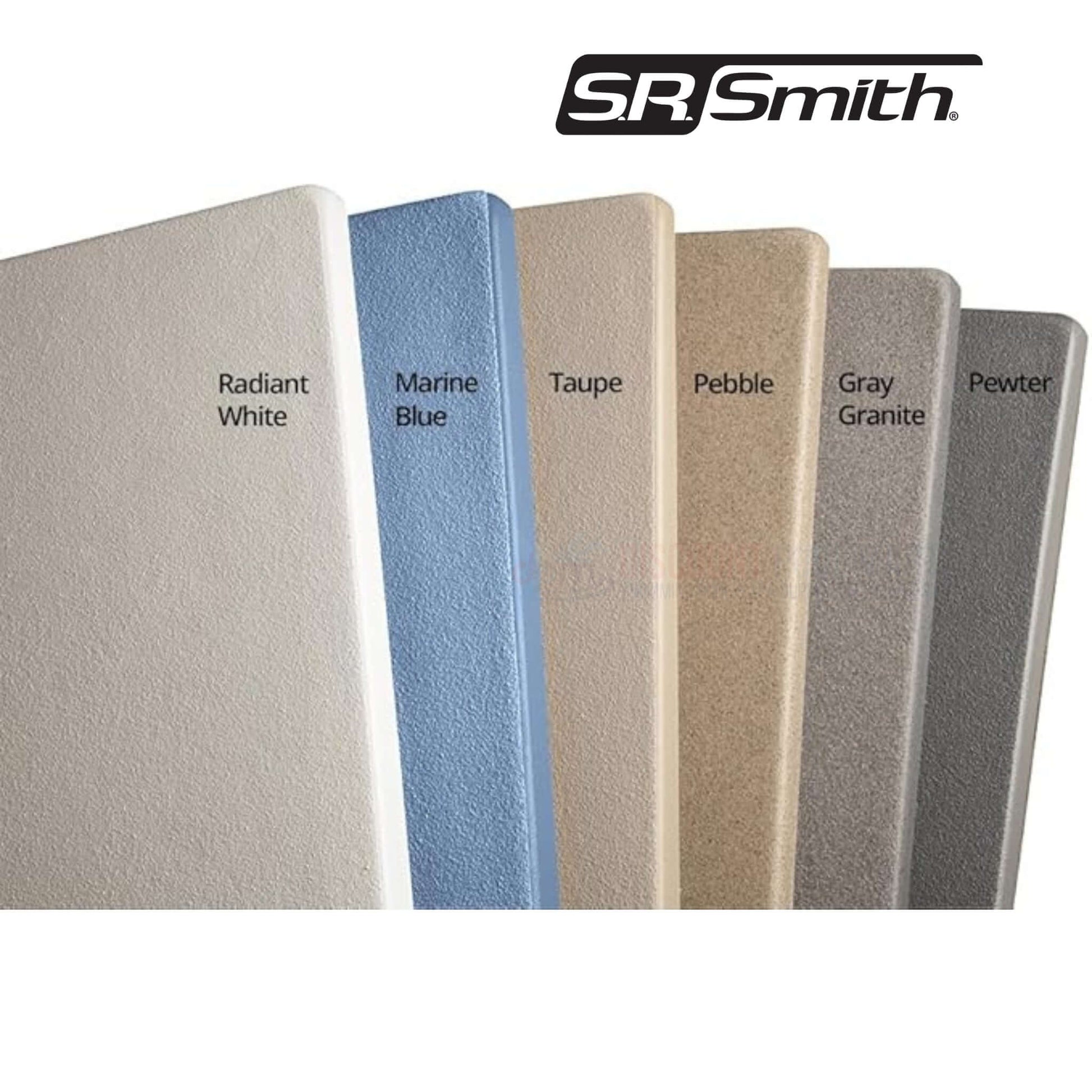 Color options for S.R. Smith Frontier II diving board including Radiant White, Marine Blue, Taupe, Pebble, Gray Granite, Pewter - DPM SKU: Frontier II.