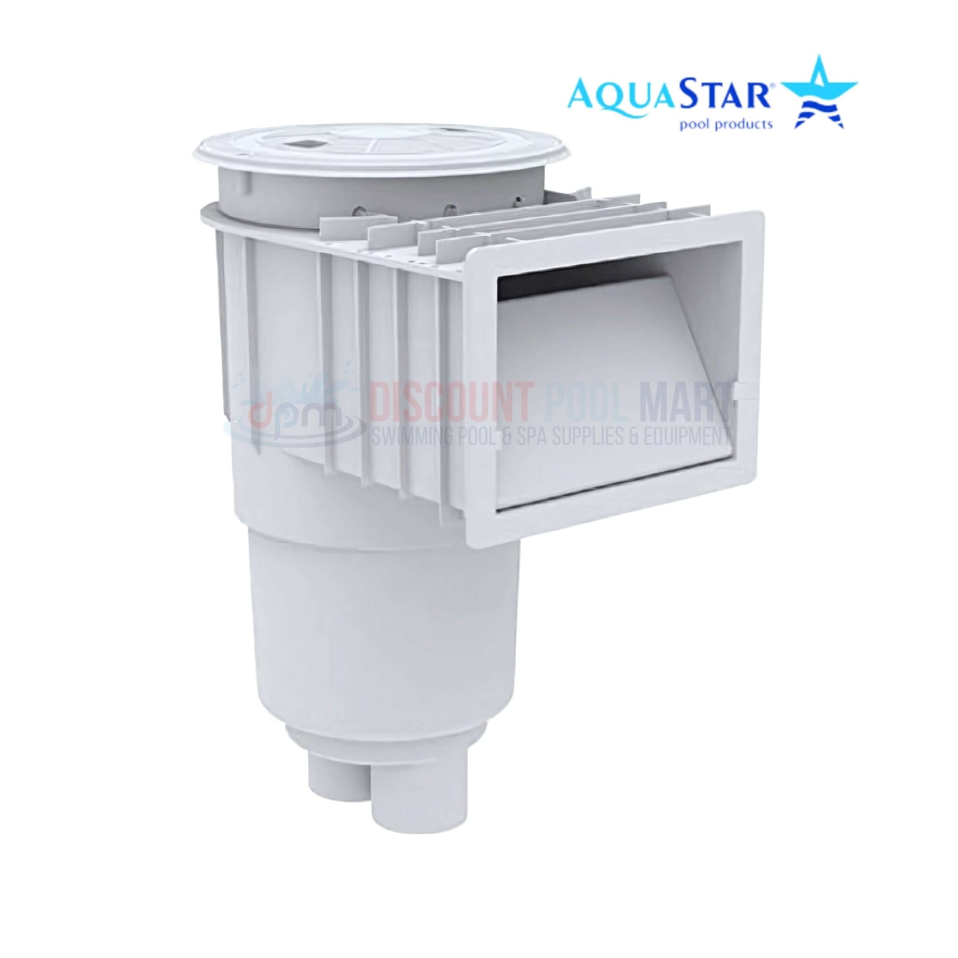 SKR201 | AquaStar Flow Star Standard Skimmer in white, showcasing durable design for pools. Available at Discount Pool Mart.