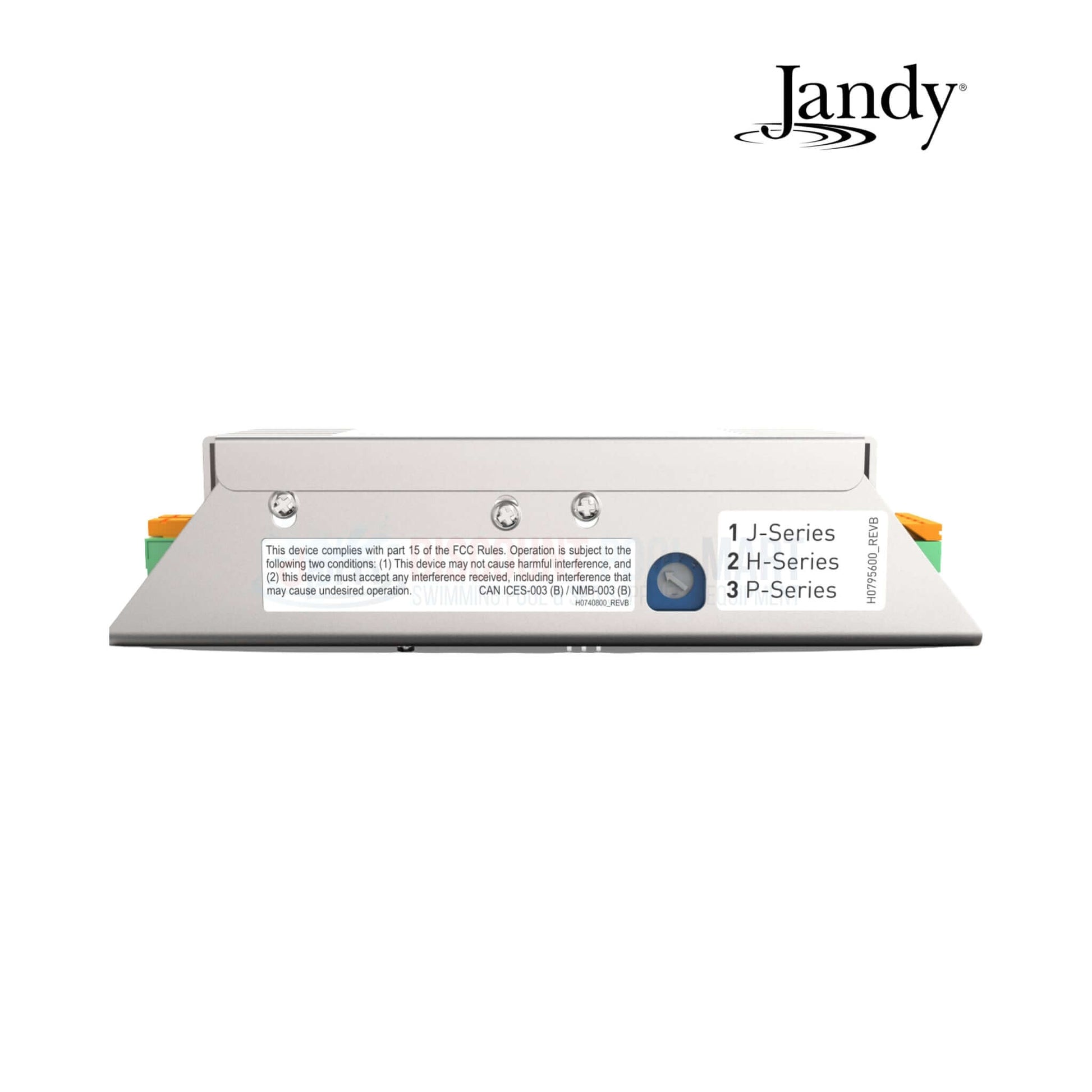 Jandy SMARTSYNC60W LED Adapter seen from the back, showing label and connection ports for pool lights and waterfalls.