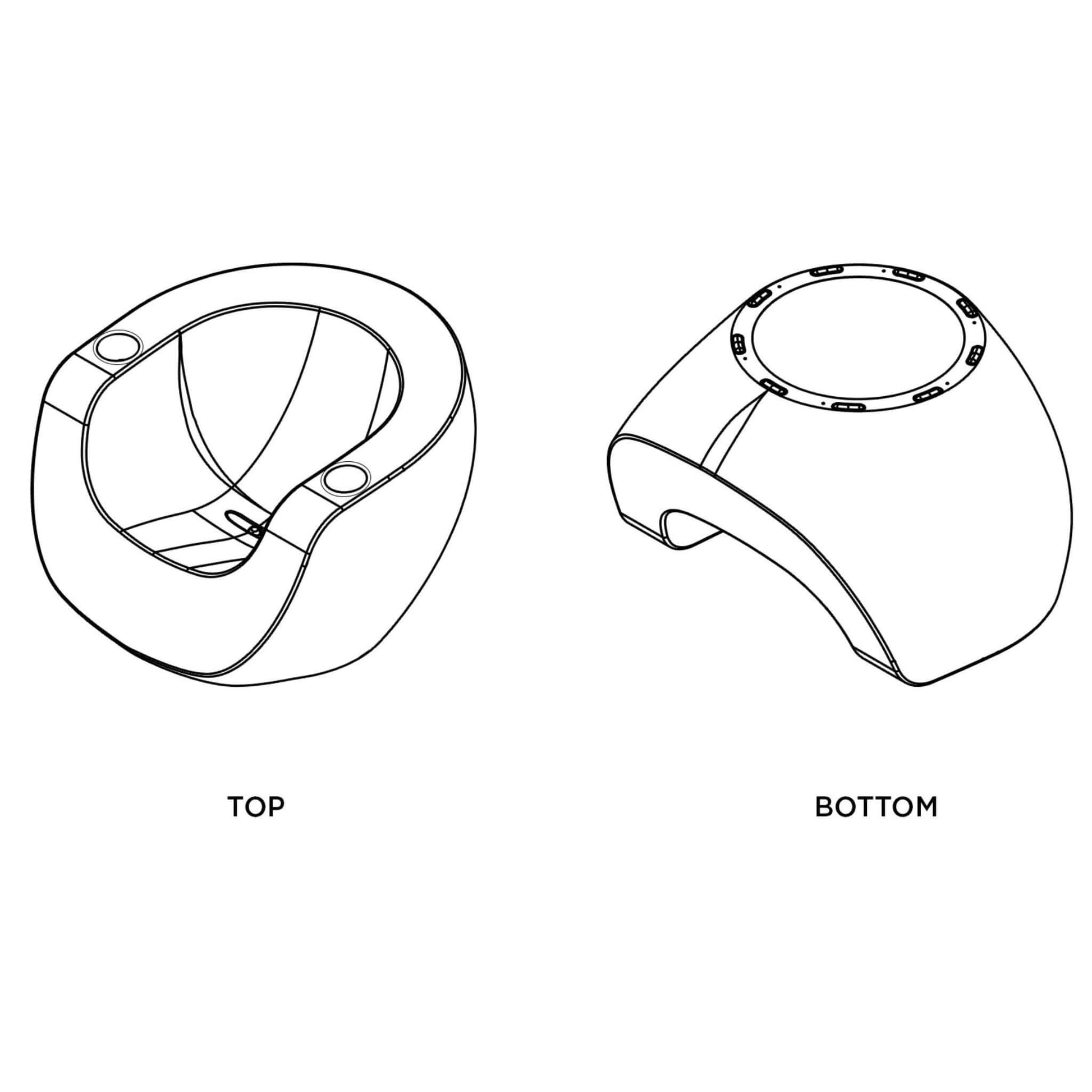 Top and bottom views of TenJam Pool Moon Chair Splash, ergonomic poolside seating solution, SKU: DPM-T10
