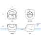 Dimensions of TenJam Pool Moon Chair Splash showing top, bottom, front, and side views with max water depth of 12 inches. SKU: DPM