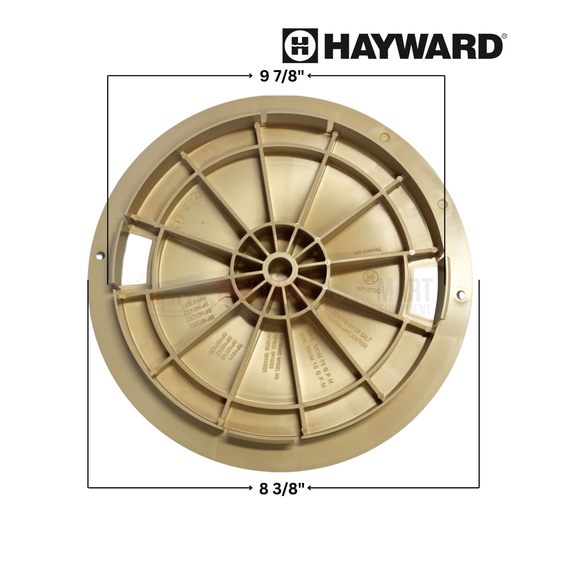 SPX1070C10 | Hayward SP1070 Skim-Master Series Skimmer Lid | Tan, top view, 9 7/8" diameter, durable design, Discount Pool Mart.