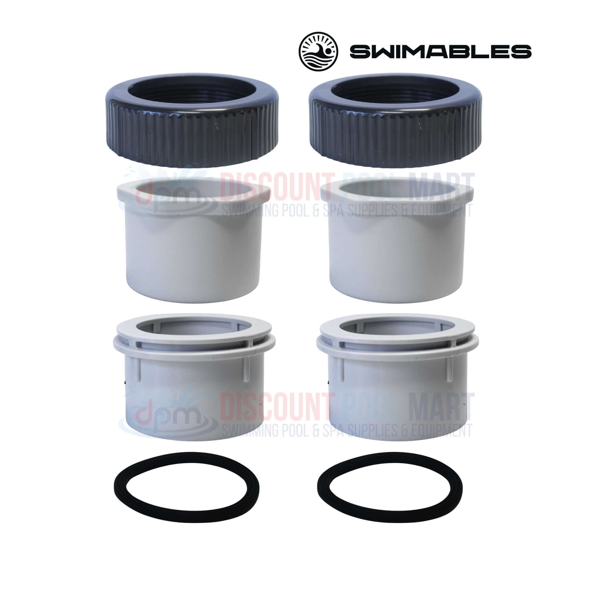 SW-21-028 | Swimables Pentair IntelliFlo3 2" x 2.5" Union Kit | 410028 includes union nuts, gaskets, adapters for pool supplies.