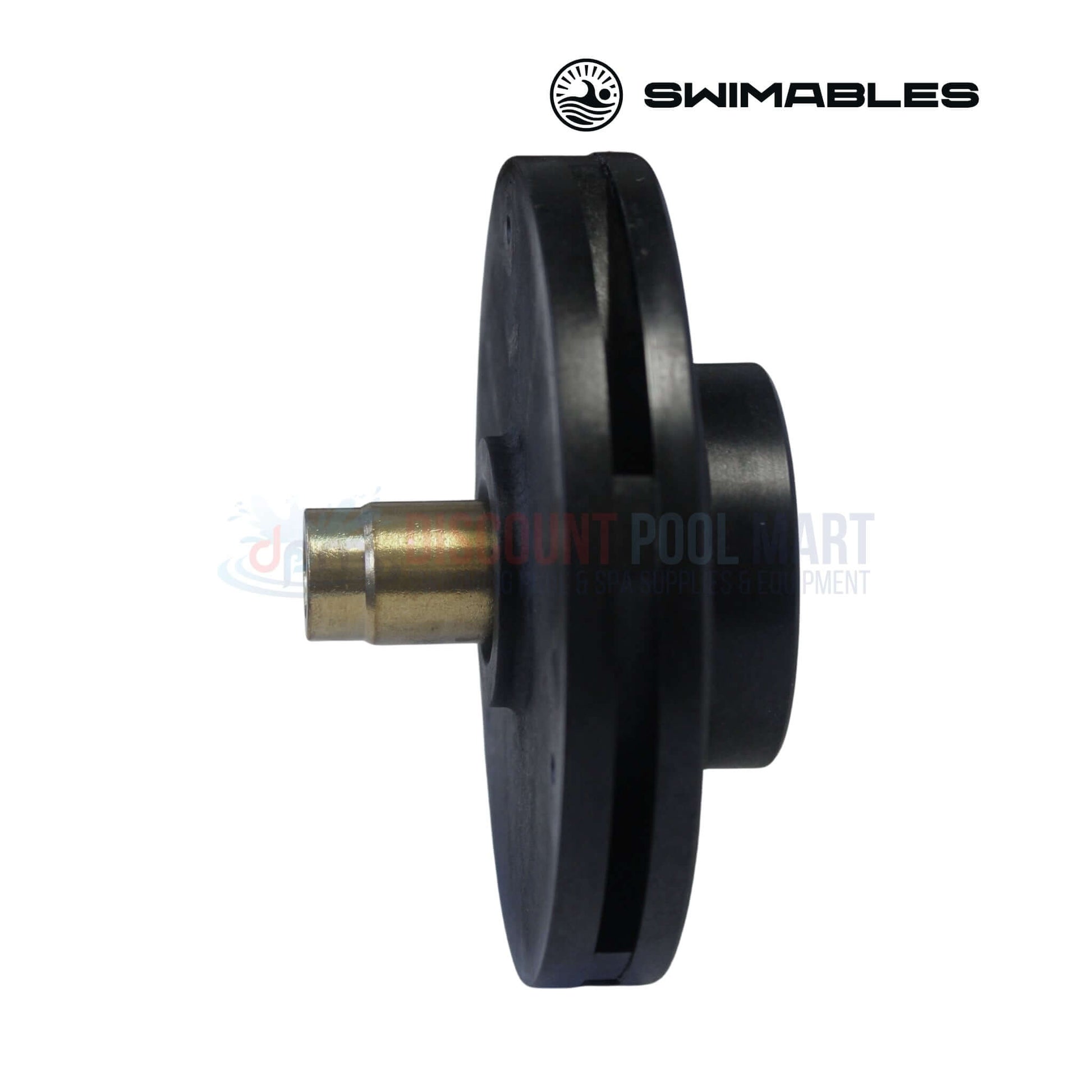 SW-22-005 | Swimables Hayward Pump 2HP Impeller | SPX2615C side view, black and brass, ideal for pool repair at Discount Pool Mart.