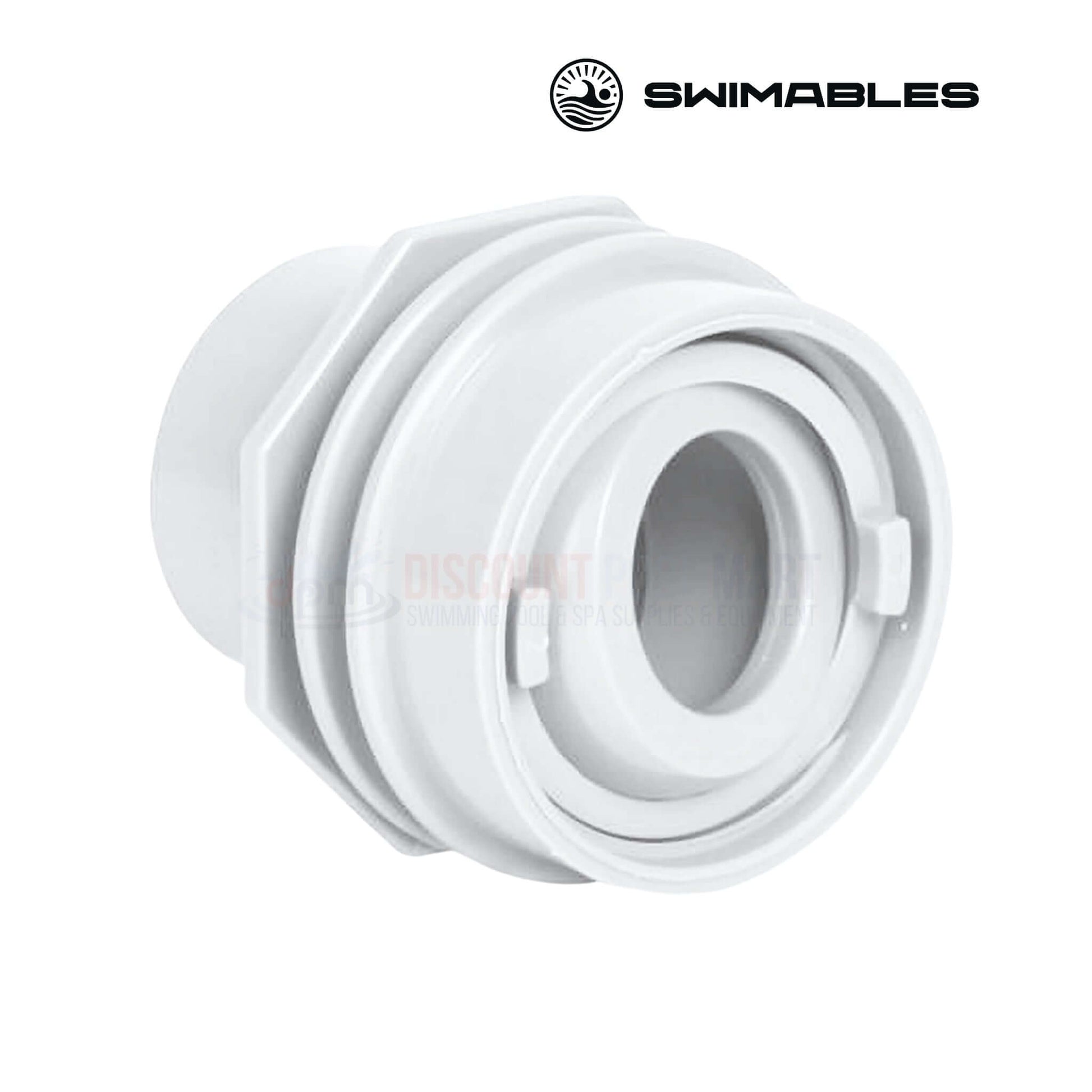 SW-30-815 | Swimables White Flush Mount Return Fitting | 1" Socket x 1" Eyeball, UV-resistant ABS, smooth pool water return at Discount Pool Mart.