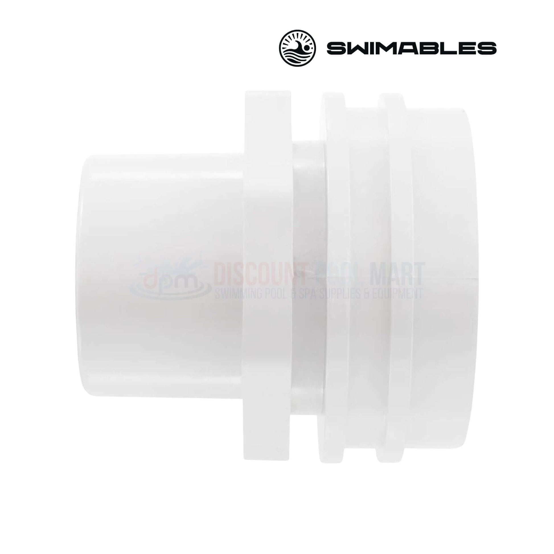 SW-30-815 | Swimables White Flush Mount Return Fitting | 1" Socket x 1" Eyeball, side view showing clean design, 1" plumbing compatibility, from Discount Pool Mart.
