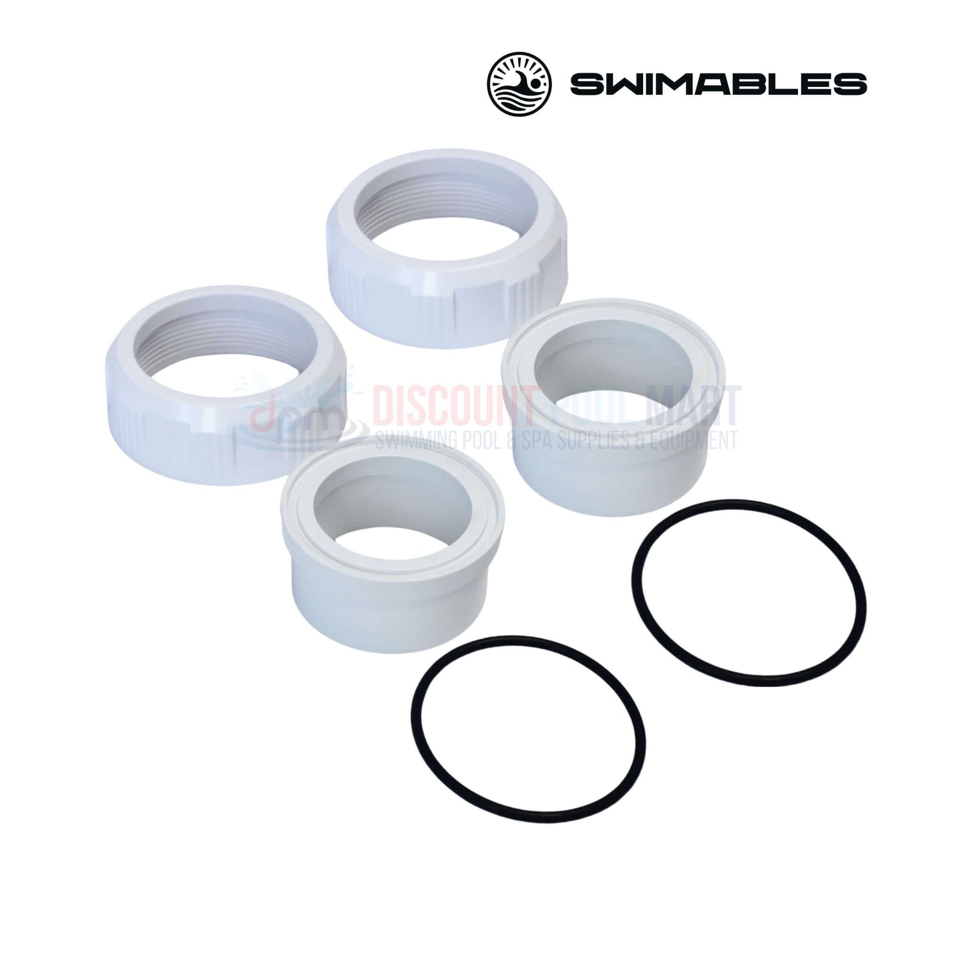 SW-41-188 | Swimables Pentair Heater 2" Half Union Adapter Kit | PKG188Z includes four union adapters and two O-rings, ideal for pool plumbing.