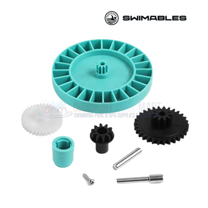 SW-61-079 | Swimables Hayward Cleaner Turbine Spindle Gear Kit | AXV079VP components in teal and black, ideal for pool supplies. Discount Pool Mart.