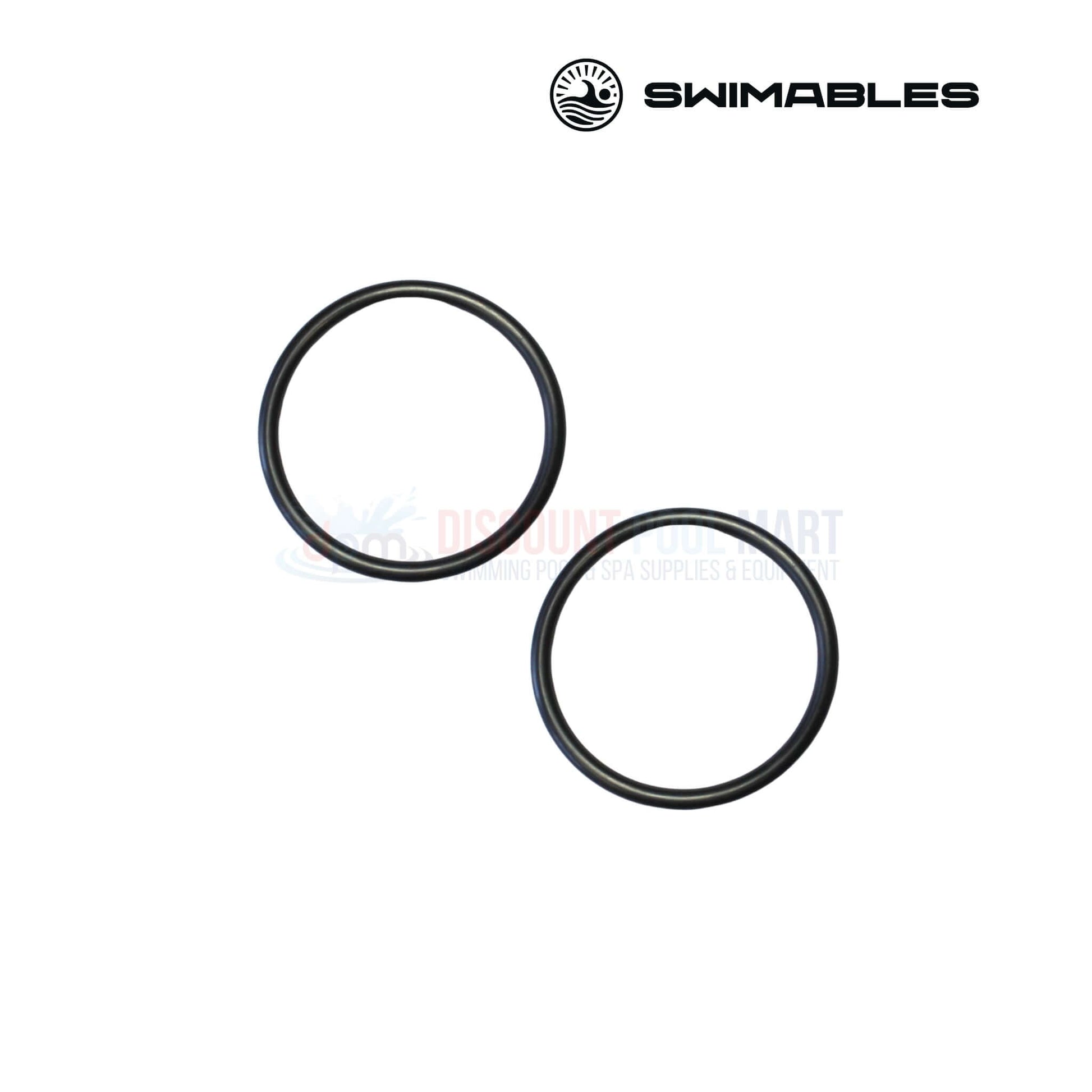 Two black nitrile O-rings from the Swimables SW-80-332 kit, ideal for Pentair Ortega 2" valves, available at Discount Pool Mart.