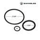 SW-80-513 | Swimables Pentair FNS Plus Push & Pull Backwash O-Ring Kit showing three O-rings with sizes 2 1/4", 1 3/4", and 5/8" from Discount Pool Mart.
