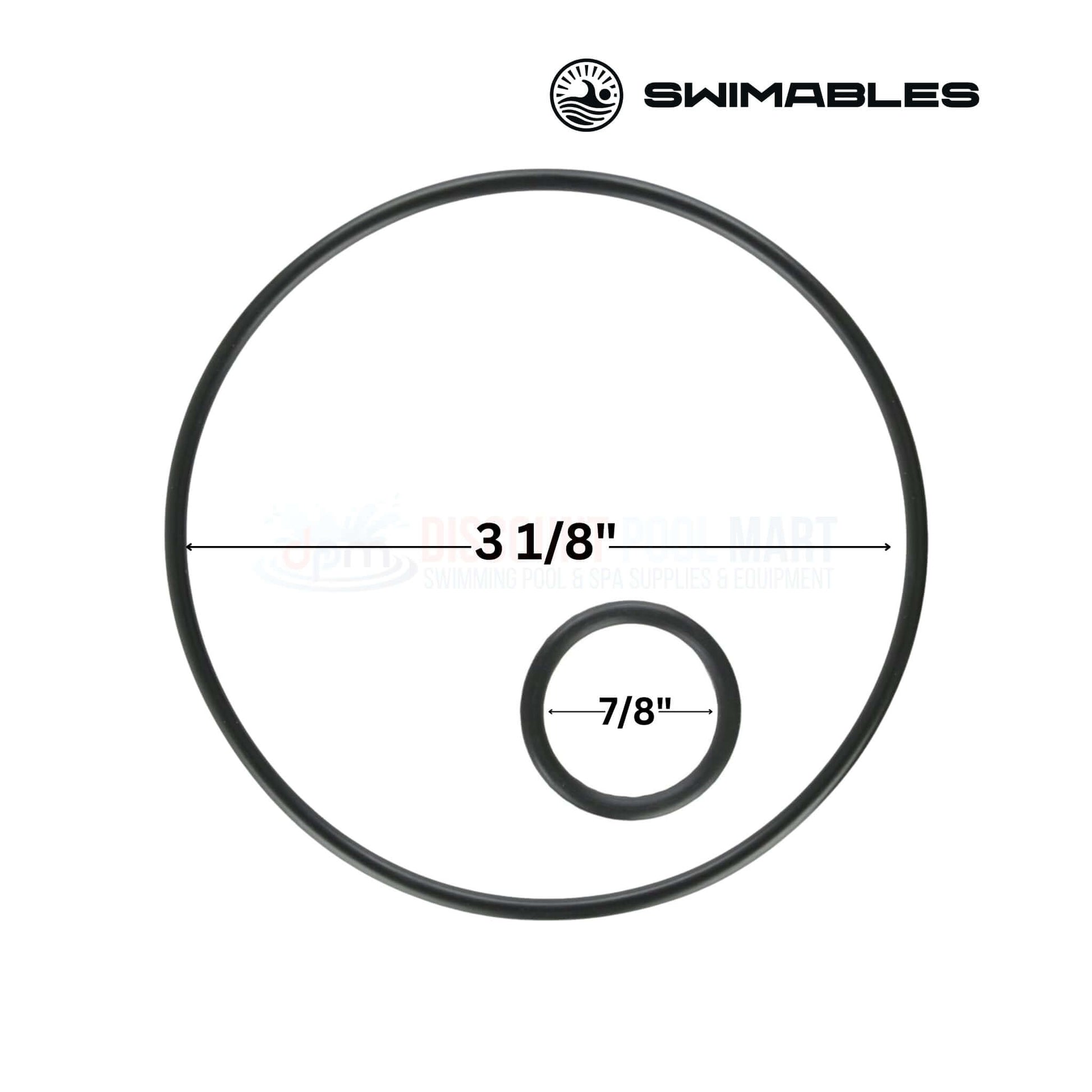 SW-80-515 | Swimables Jandy Valve O-Ring Kit | O-515KIT, showing two O-rings with sizes 3 1/8" and 7/8", from Discount Pool Mart.