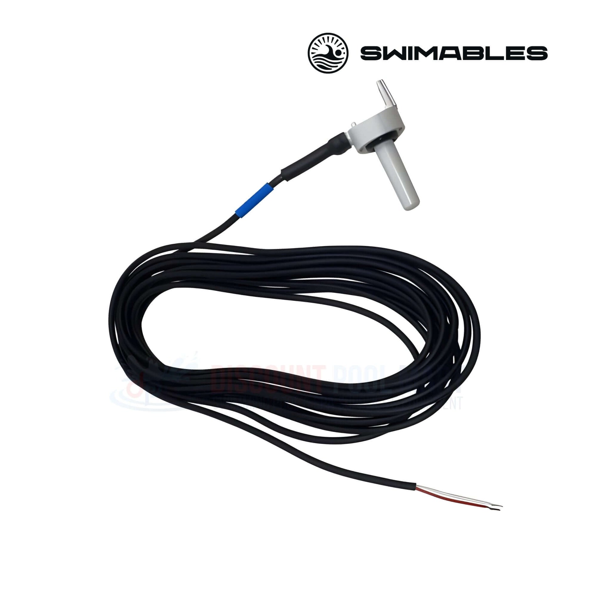 SW-97-272 | Swimables Pentair 20' Temperature Sensor | 520272, featuring a 20-foot black cable and sensor probe, perfect for pool automation systems.