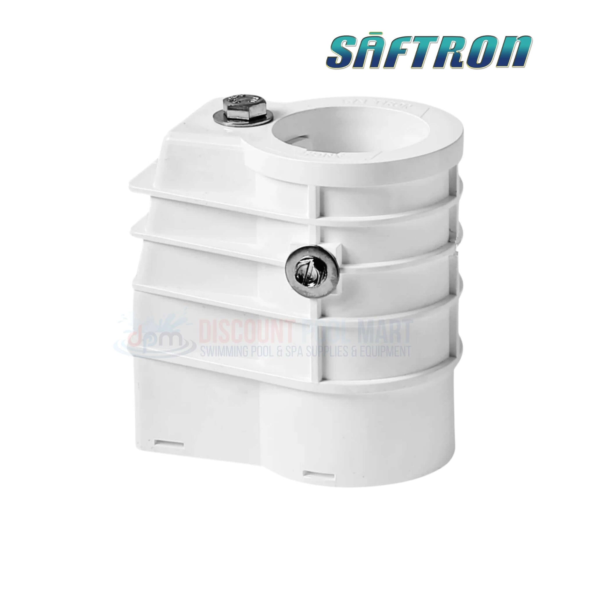 Saftron Anchor Socket ANCH-1 for pool ladders and handrails. DPM discount pool equipment, corrosion-resistant white polymer.