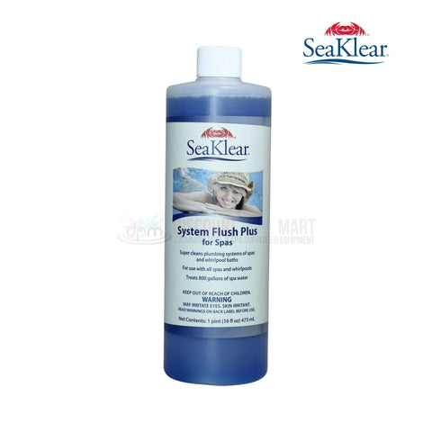 SeaKlear System Flush Plus 16oz 90014SKR for spas, removes residues, enhances filtration, by Discount Pool Mart DPM.