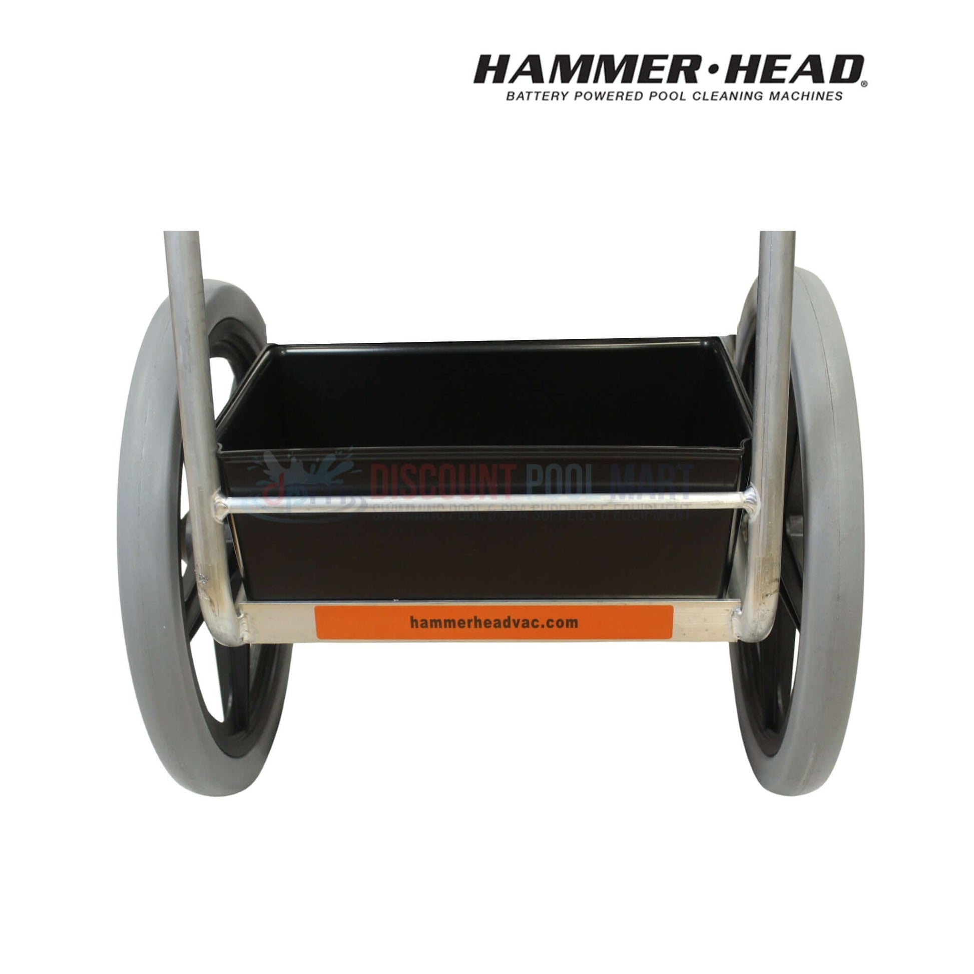 Service-21-60 | HammerHead 21" Pool Cleaner 60' Cord shown from the front, featuring durable gray wheels and a sleek design, from Discount Pool Mart.