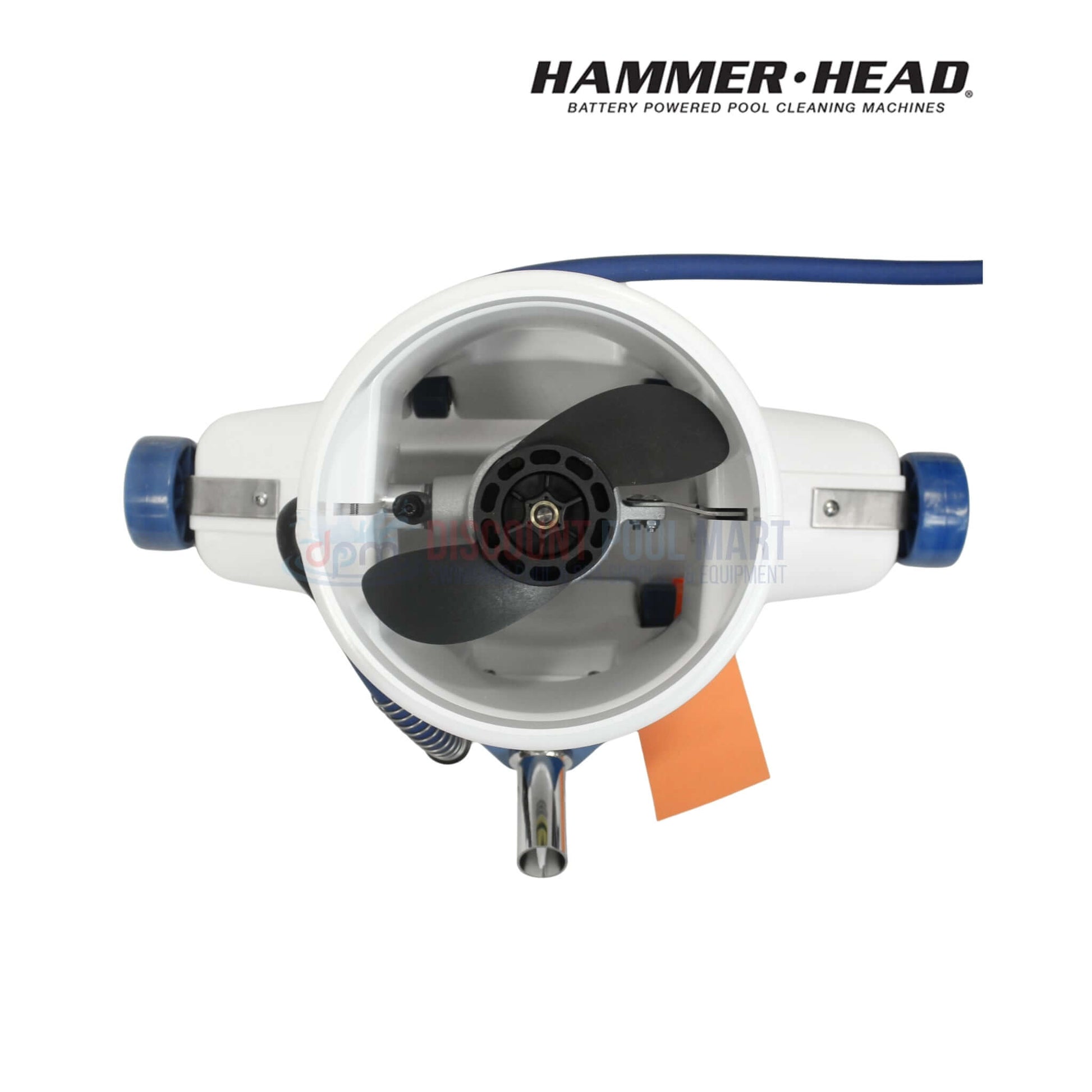 Service-21-60 | HammerHead 21" Pool Cleaner 60' Cord top view, showing propeller and power cord, available at Discount Pool Mart.