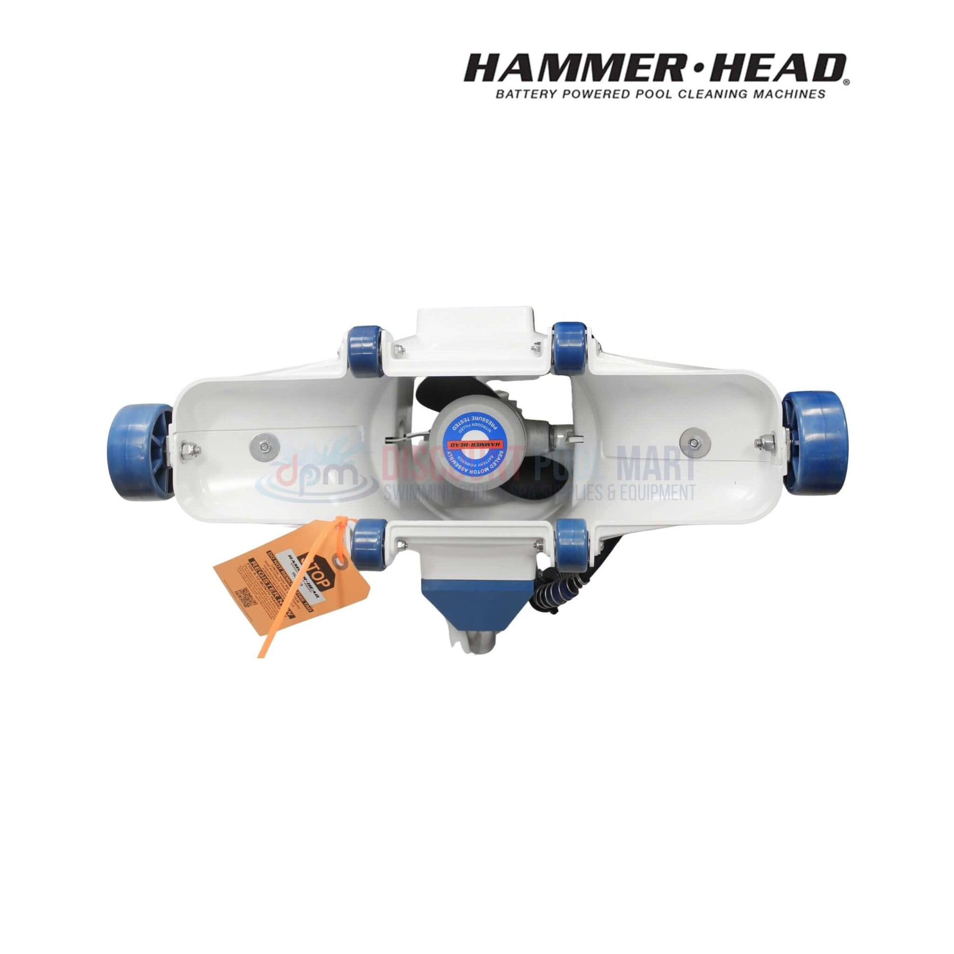 Service-21-60 | HammerHead 21" Pool Cleaner 60' Cord from Discount Pool Mart, top view showcasing vacuum head and wheels.