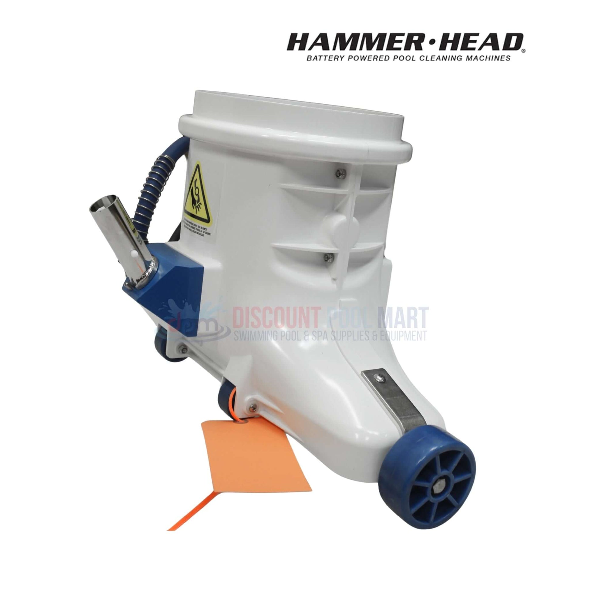 Service-21-60 | HammerHead 21" Pool Cleaner 60' Cord, detailed view of cleaner head, white and blue, efficient pool cleaning tool from Discount Pool Mart.