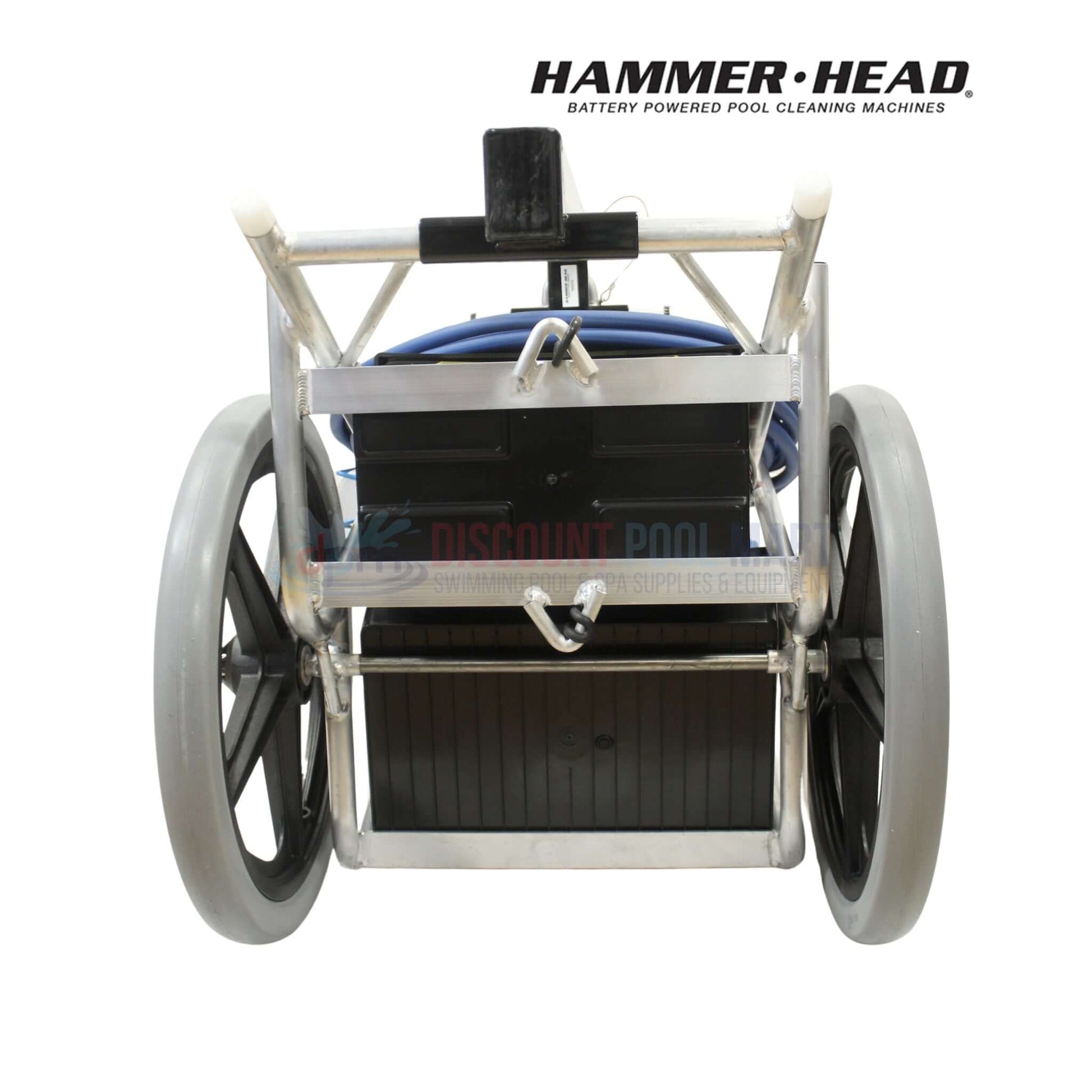Service-21-60 | HammerHead 21" Pool Cleaner 60' Cord showcasing rear view with blue hose, designed for pool cleaning, by Discount Pool Mart.