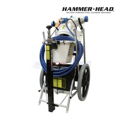 HammerHead 21" Pool Cleaner 40' Cord | Service-21 with blue hose on wheeled frame, from Discount Pool Mart, ideal pool supplies.