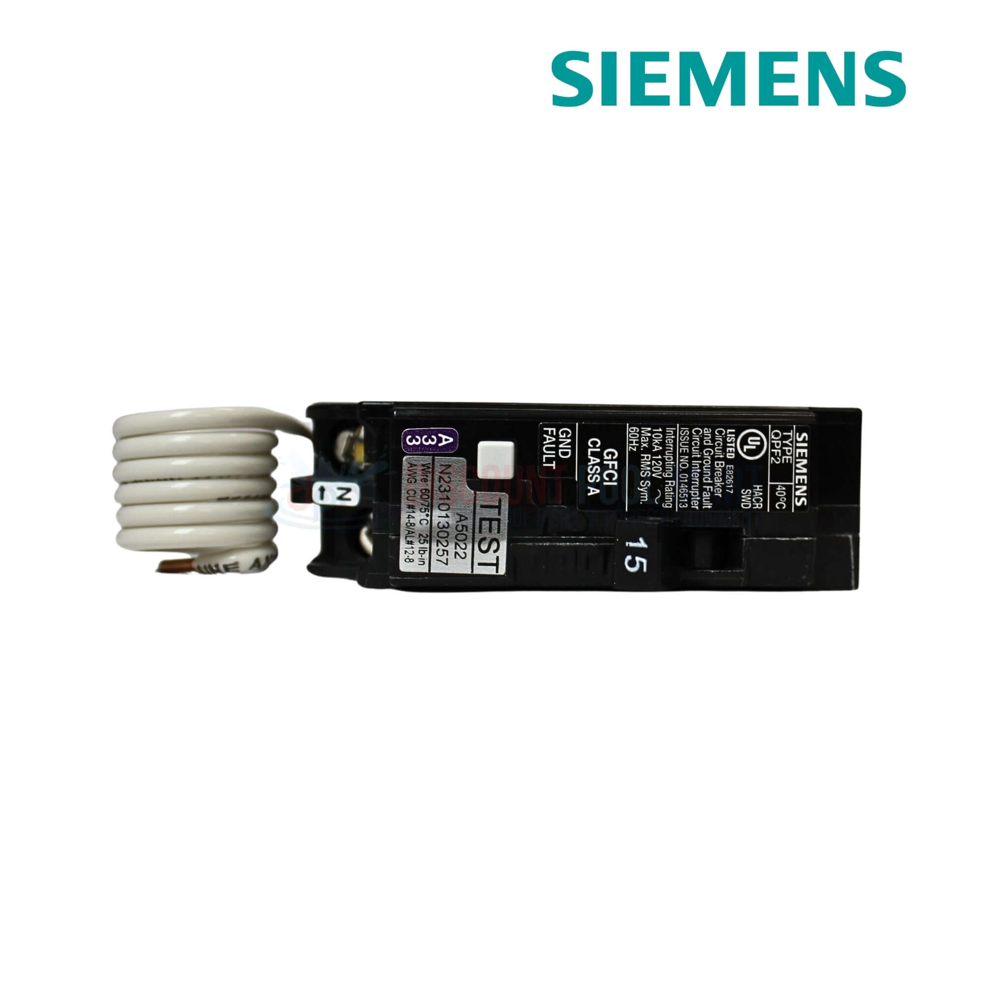 Siemens 1 Pole 15 Amp GFCI Circuit Breaker | Plug-On Neutral Circuit B