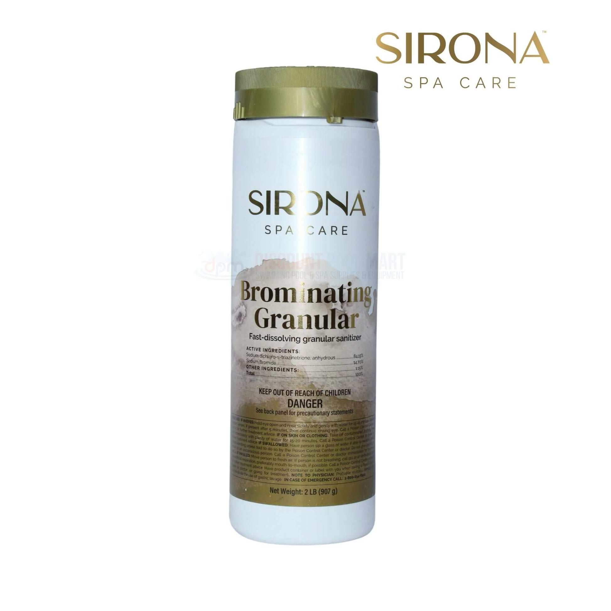 Sirona Brominating Granular 2 LB fast-dissolving sanitizer for spas, available at Discount Pool Mart DPM.