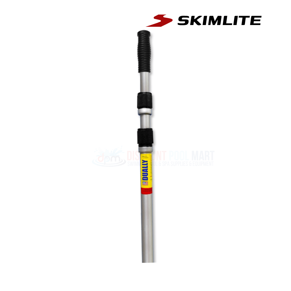 Skimlite 3-Piece Telescopic Pole with dual lock mechanism from Discount Pool Mart, extending from 8 to 24 feet.
