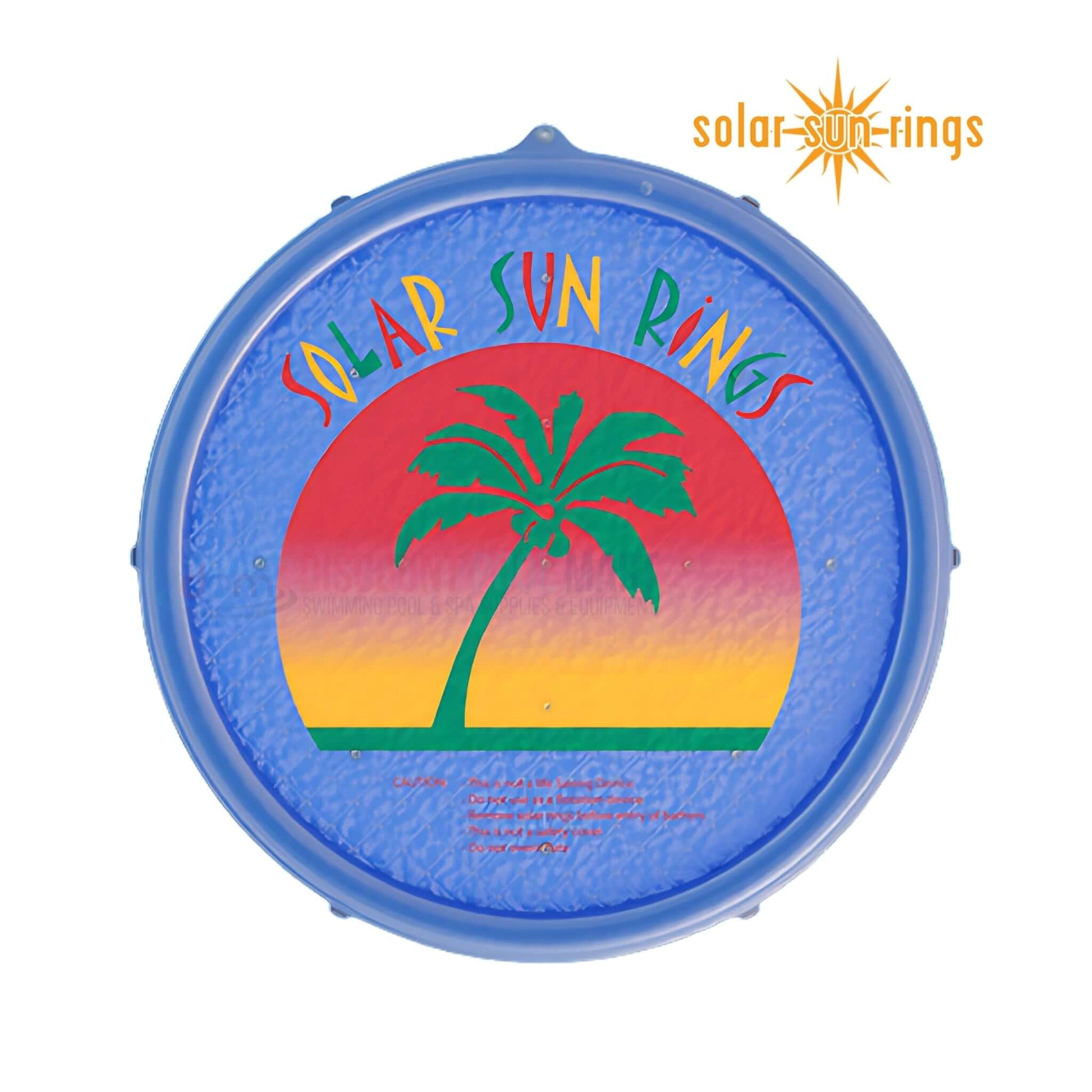 Solar Sun Rings pool cover with palm design, 5' x 5', available at Discount Pool Mart DPM for effective solar heating.
