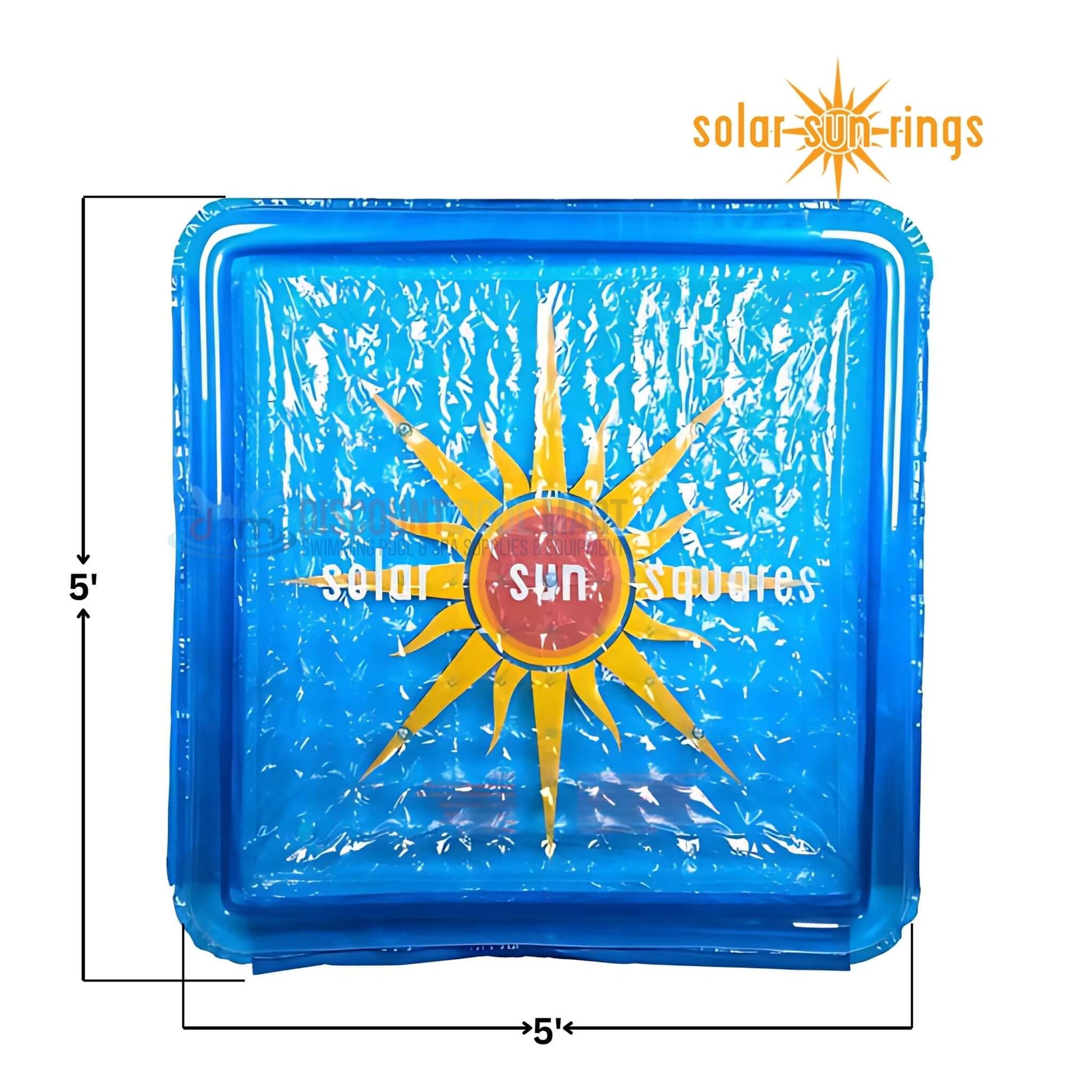 Solar Sun Square Pool Cover by Discount Pool Mart, 5' x 5', Model SSSA-SB, UV-resistant, energy-efficient heating solution.