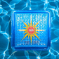 Solar Sun Square Pool Cover with Water Anchor, 5' x 5', SSSA-SB, Discount Pool Mart DPM, sunburst design.