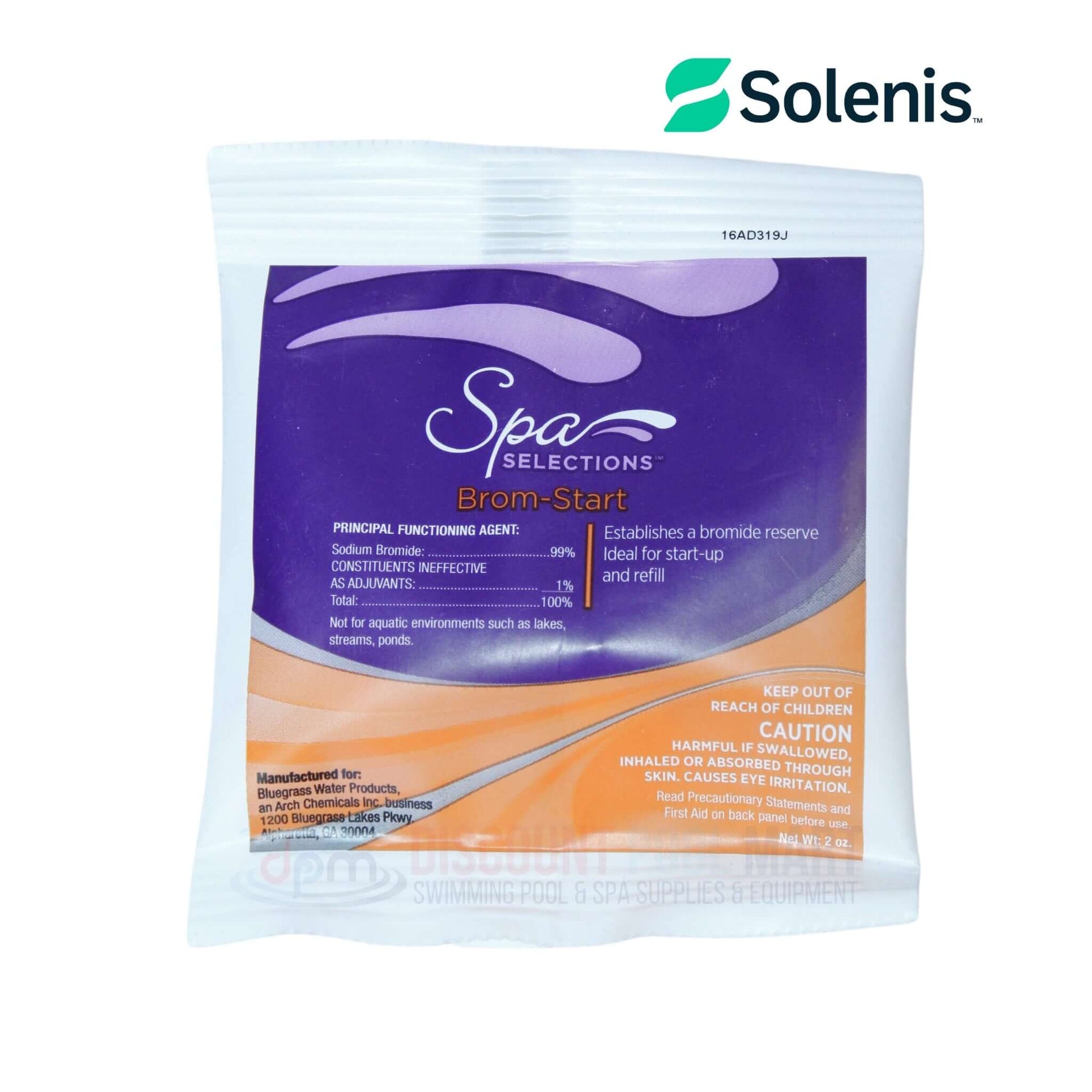 Solenis Brom-Start Spa Bromide Reserve by Discount Pool Mart, 2oz, for effective bromine sanitation in spas.