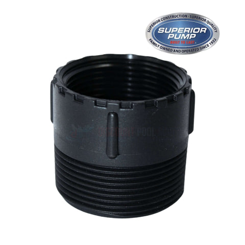 Superior Pump Hose Adapter 99007, 1.25" FPT x 1.5" MPT, black, Discount Pool Mart DPM, durable and leak-free.