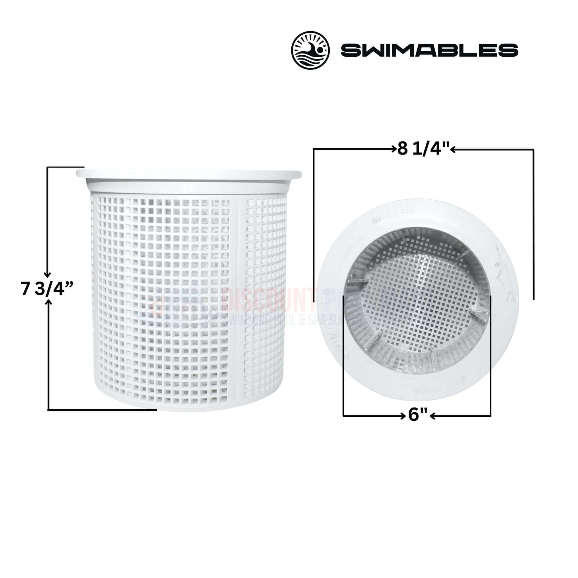 Swimables Basket SW-91-135 dimensions for Pentair Admiral Skimmers; 8.25in height, 7.75in width, DPM quality replacement.
