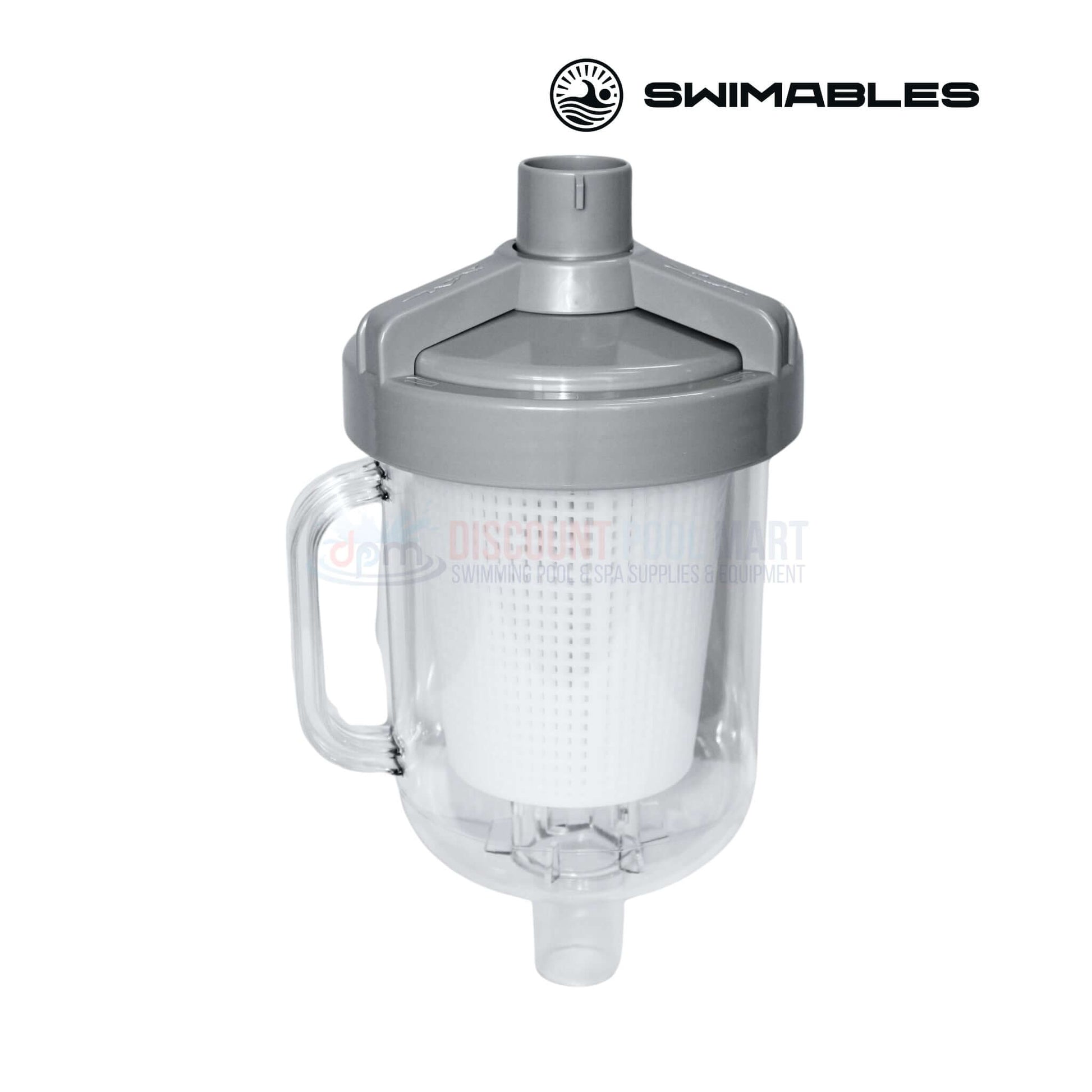 Swimables Heavy-Duty Standard Pool Leaf Canister SW-10-560 from Discount Pool Mart DPM, ideal for trapping leaves and debris.