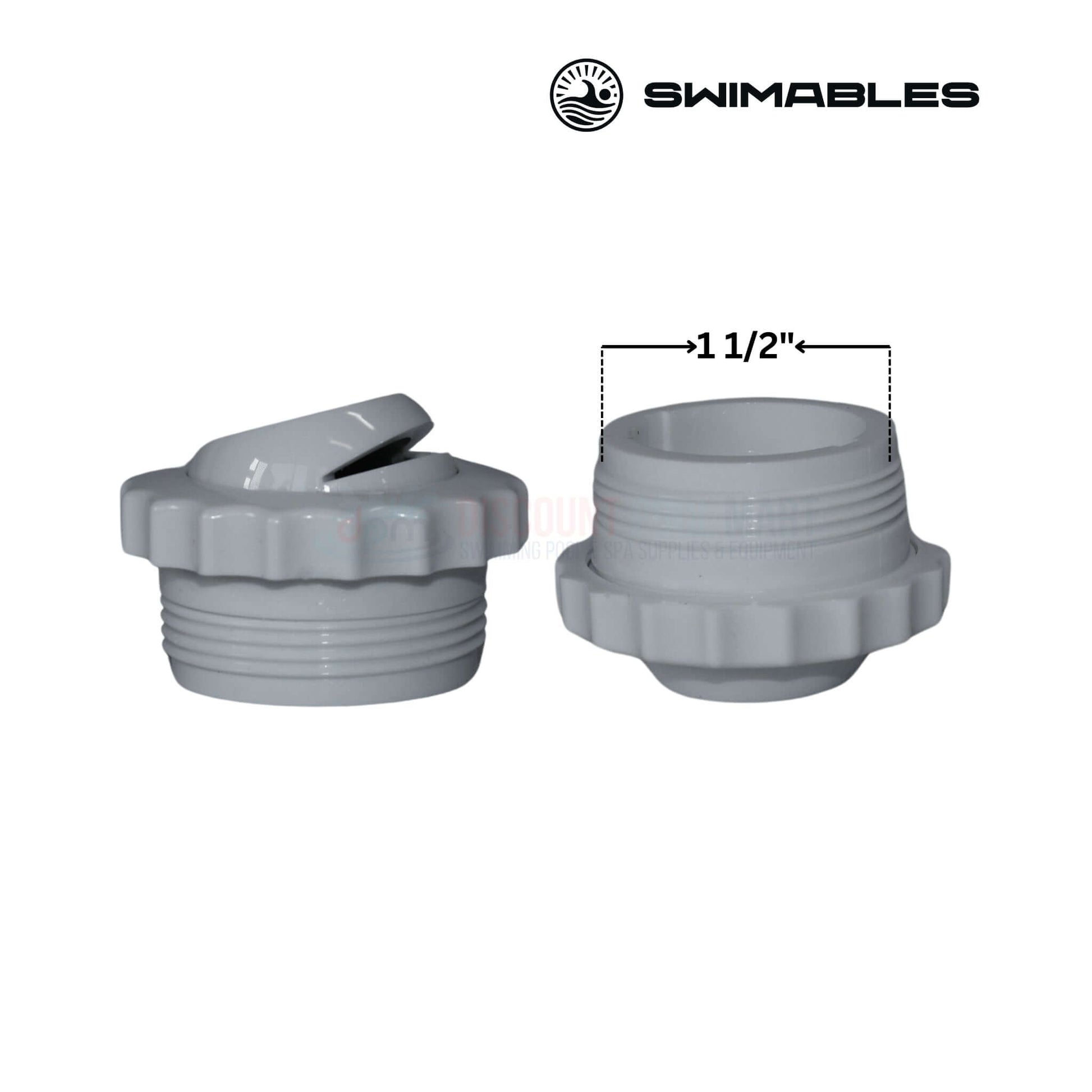Swimables MIP Threaded Directional Eyeball Fitting SW-30-851, 1.5-inch, grey, discount pool mart, durable slotted design.